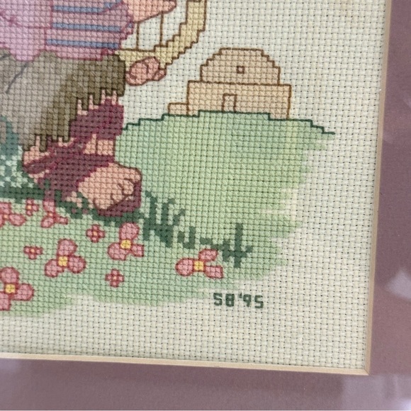 '95 Vintage Cross Stitch Frame with Lord's Quote Signed & Framed sz 12" x 15" - Picture 8 of 13